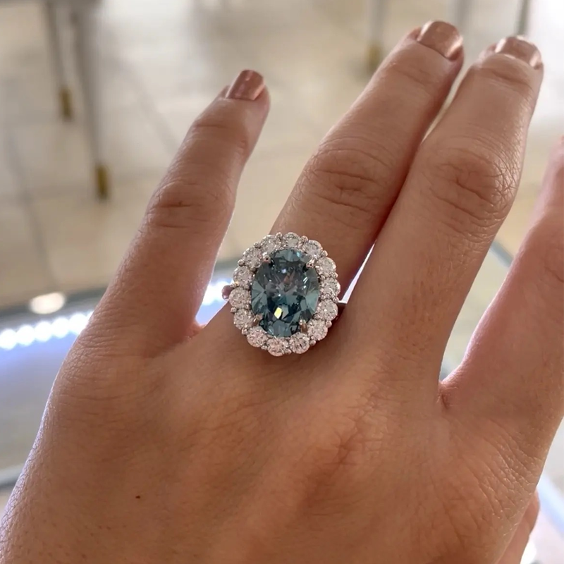 ANSTER Platinum Jewelry PT950 Ring 5ct VVS2 CVD Fancy Lab Grown Diamond Ring with IGI