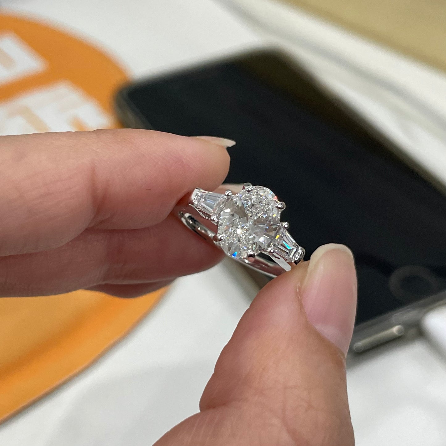 ANSTER Platinum Jewelry PT950 Ring 1.5ct VVS DEF Lab Grown Diamond Engagement Ring with IGI