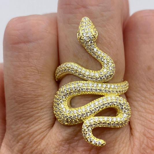ANSTER Jewelry 18K Gold Melee Lab Grown Diamond Snake Ring with IGI