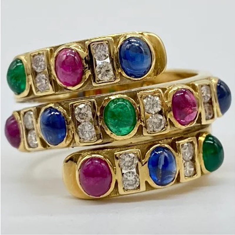 ANSTER Jewelry 18K Gold FIFA World Cup Style Lab Grown Gemstone Ring with GIA