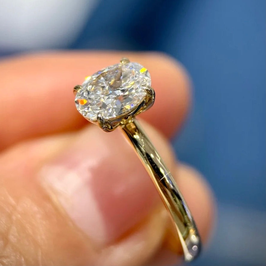 ANSTER 18K Gold Jewelry 1 Carat VVS2 E Color CVD Lab Grown Diamond Ring with IGI