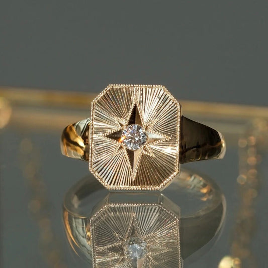 ANSTER Jewelry 18K Gold 0.5ct Round Cut Lab Grown Diamond Ring with IGI