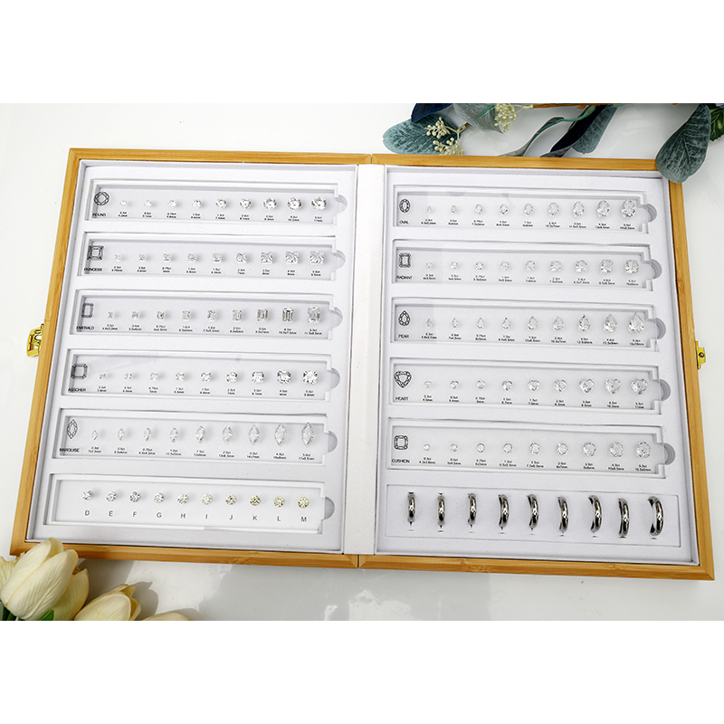 ANSTER JEWELRY Gemstone Shape Chart with Ring Jewelry Tools Cubic Zirconia Diamond Ring Size Comparison Chart with Box