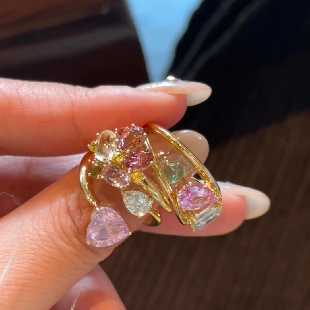 ANSTER Jewelry 18K Gold Ring VVS2 CVD Fancy Lab Grown Diamond Ring sets with IGI