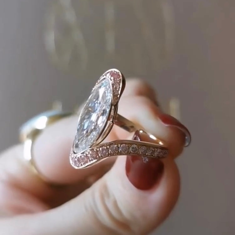 ANSTER Gold Jewelry 18K Rose Gold Ring 5ct CVD Fancy Lab Grown Diamond Ring with IGI