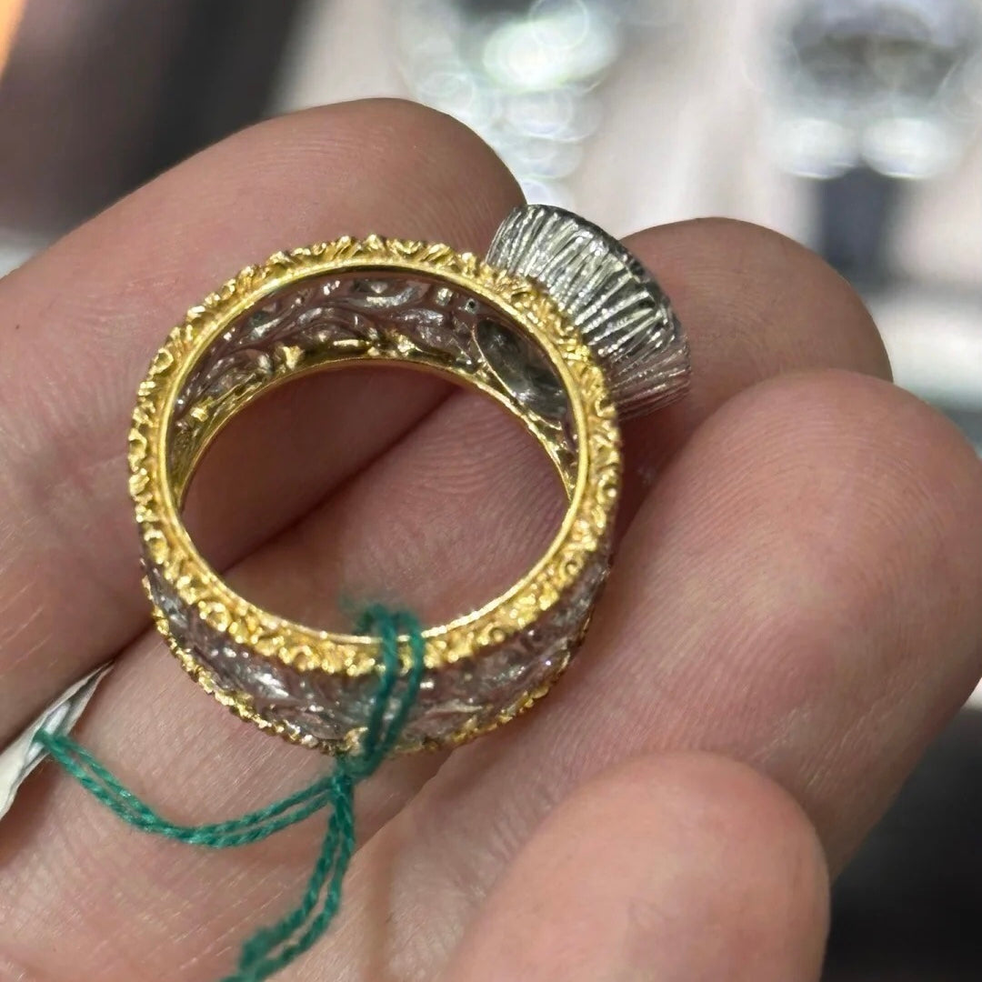 ANSTER Jewelry Anel de diamante ético feito à mão em ouro 18K com lapidação pera cultivado em laboratório