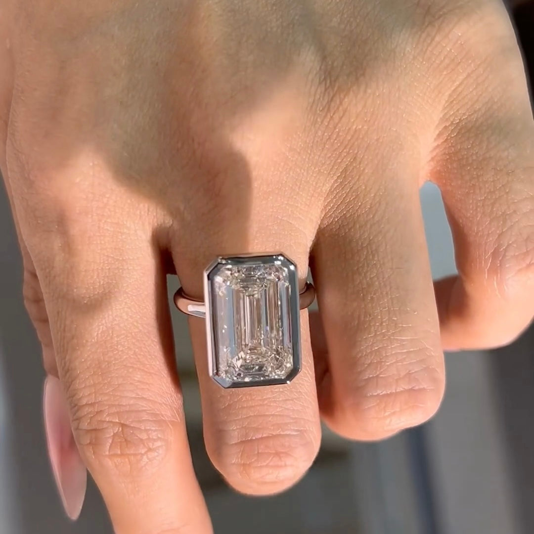 ANSTER Jewelry Platinum PT950 IGI 10ct Emerald Cut Lab Grown Diamond Ring