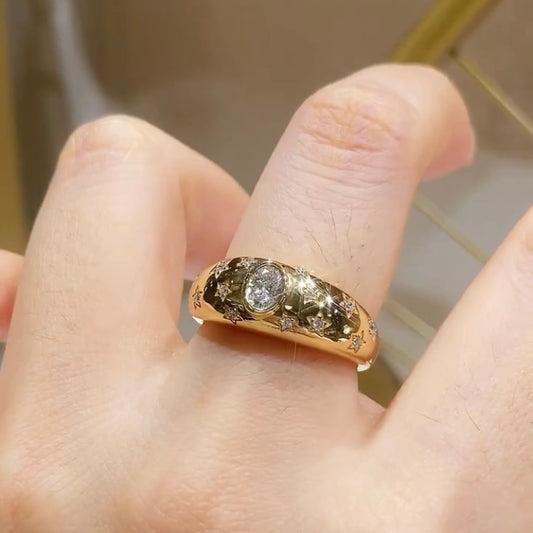 ANSTER Jewelry 18K Real Gold 0.5ct Oval Cut Lab Grown Diamond Ring with IGI