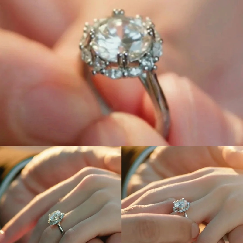 ANSTER Platinum Jewelry PT950 Ring 3ct Lab Grown Diamond Wedding Ring with IGI