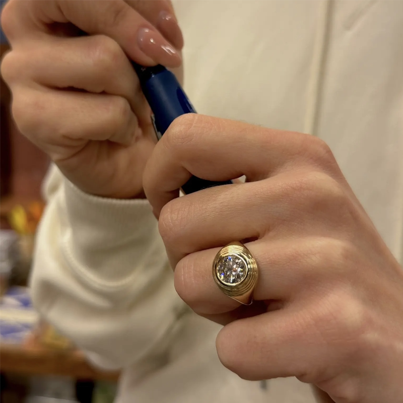 ANSTER Jewelry 18K Gold Ring 3ct VVS2 CVD Lab Grown Diamond Ring with IGI