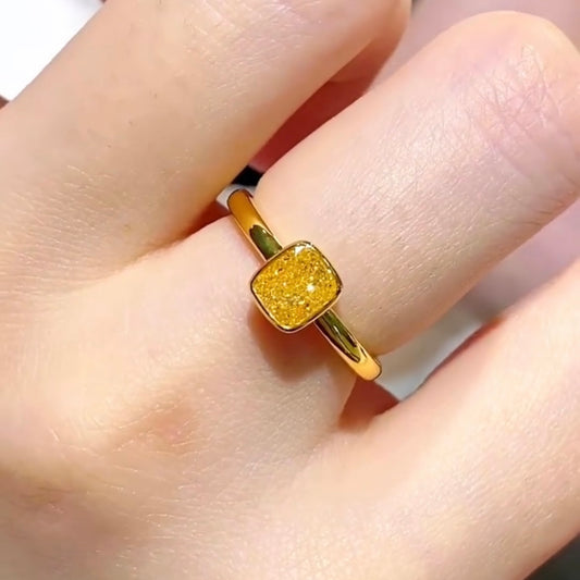 ANSTER Jewelry 18K Gold Ring 1ct VVS2 Fancy Lab Grown Diamond Ring with IGI