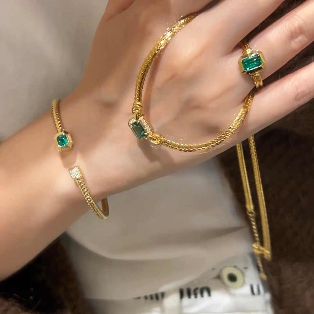ANSTER 18K Gold Jewelry Sets 4ct Lab Grown Emerald Jewelry Sets with GIA