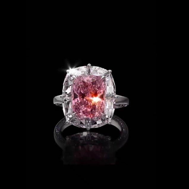 ANSTER Platinum Jewelry PT950 Ring 3 Carat CVD Fancy Lab Grown Diamond Ring with IGI