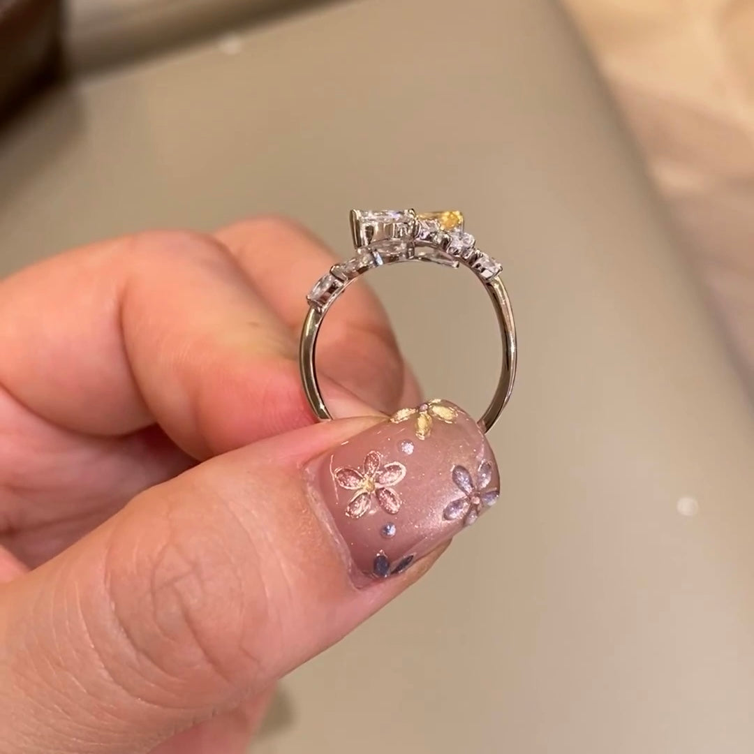 ANSTER Jewelry Platinum PT950 Ring 1ct VVS Fancy Lab Grown Diamond Ring with IGI
