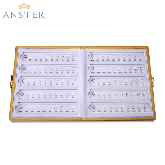ANSTER JEWELRY Diamond Size Comparison Chart Jewelry Tools with Box Cubic Zirconia Gemstone Shape Chart