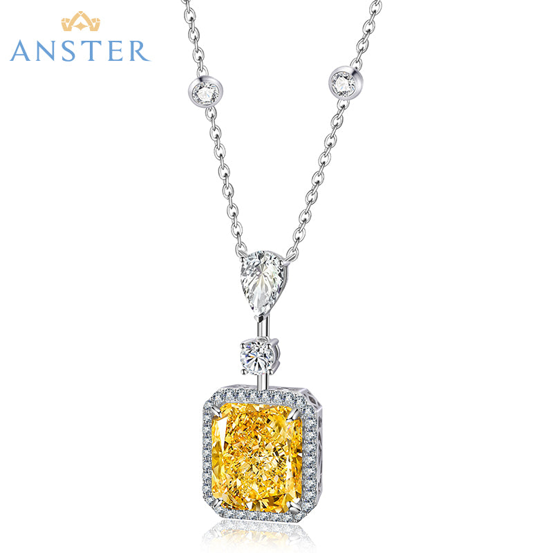 ANSTER Jewelry Custom PT950 Platinum Yellow Lab Grown Diamond Necklace