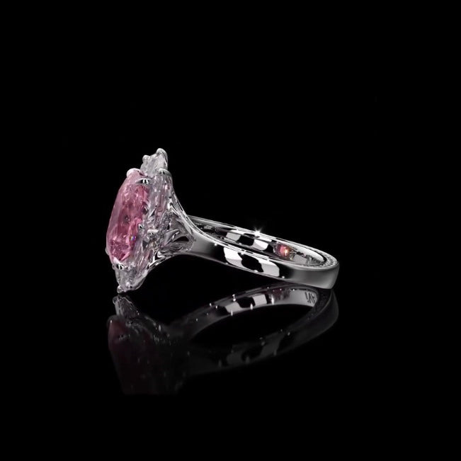ANSTER Platinum Jewelry PT950 Ring 3 Carat CVD Fancy Lab Grown Diamond Ring with IGI