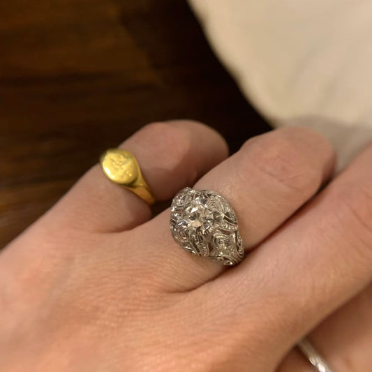 ANSTER Handmade Platinum Jewelry IGI VVS VS 0.5ct IGI Lab Grown Diamond Ring PT950 Men Ring