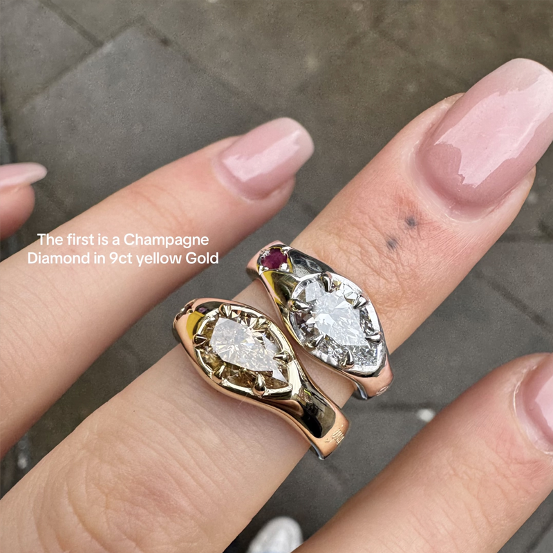 ANSTER Jewelry 18K Gold Ring 3ct VS1 CVD Fancy Lab Grown Diamond Ring with IGI