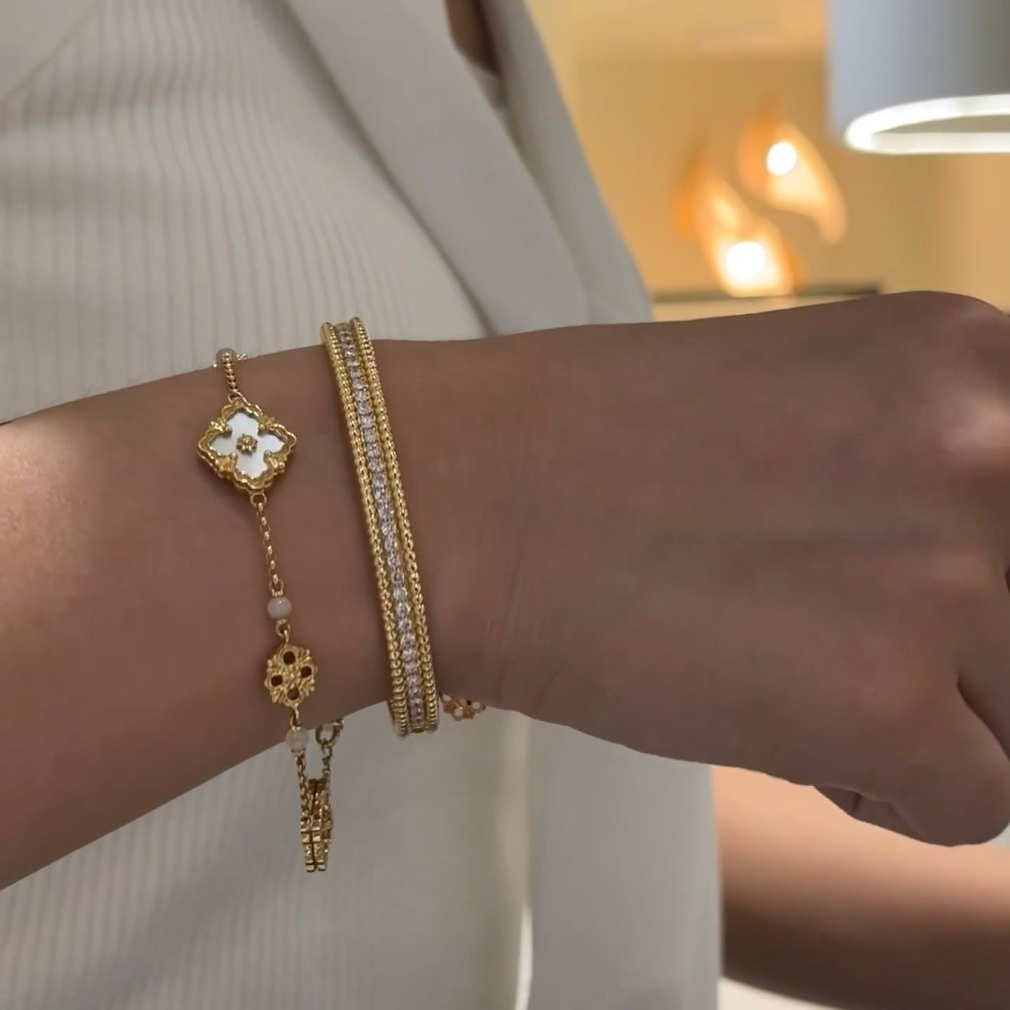 ANSTER 18K Gold Luxury Jewelry 1.7*1.7mm Lab Grown Diamonds Bangle with IGI