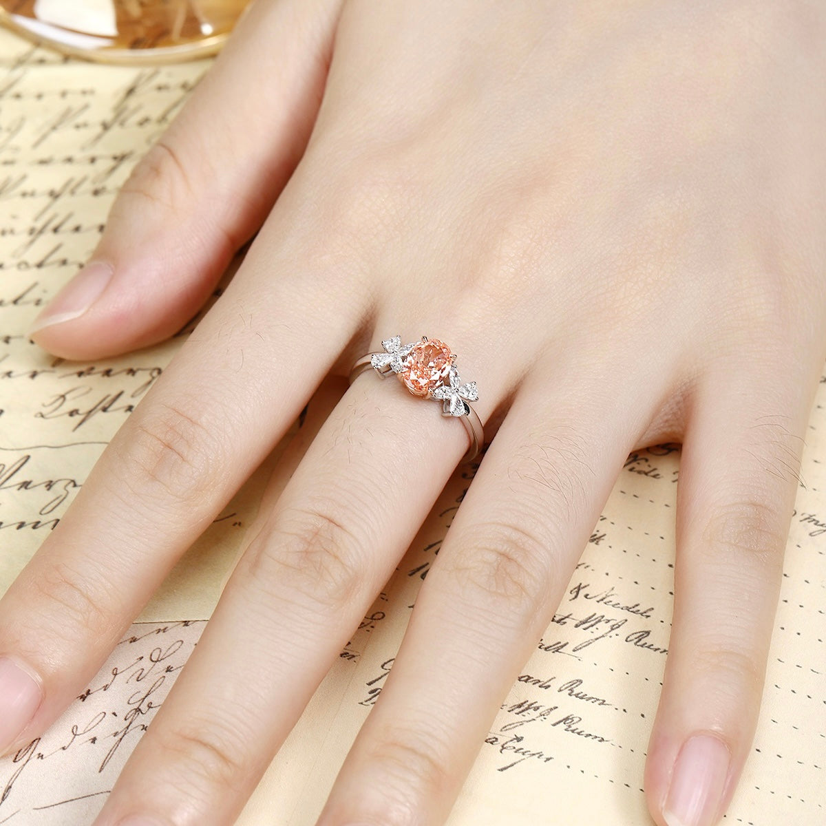 ANSTER Jewelry IGI Platinum PT950 1.05ct Oval Cut Pink Lab Grown Diamond Ring