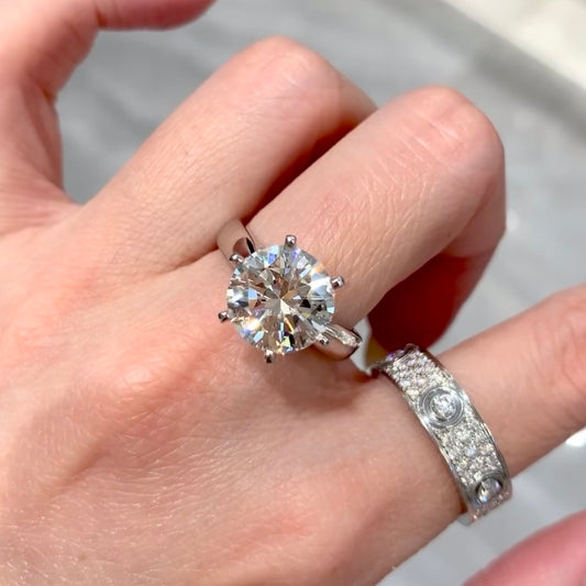 ANSTER Platinum Jewelry PT950 Ring 5ct VVS2 Lab Grown Diamond Ring with IGI