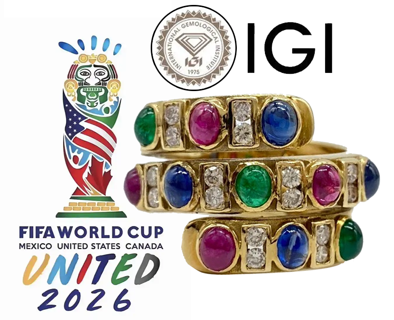 ANSTER Jewelry 18K Gold FIFA World Cup Style Lab Grown Gemstone Ring with GIA