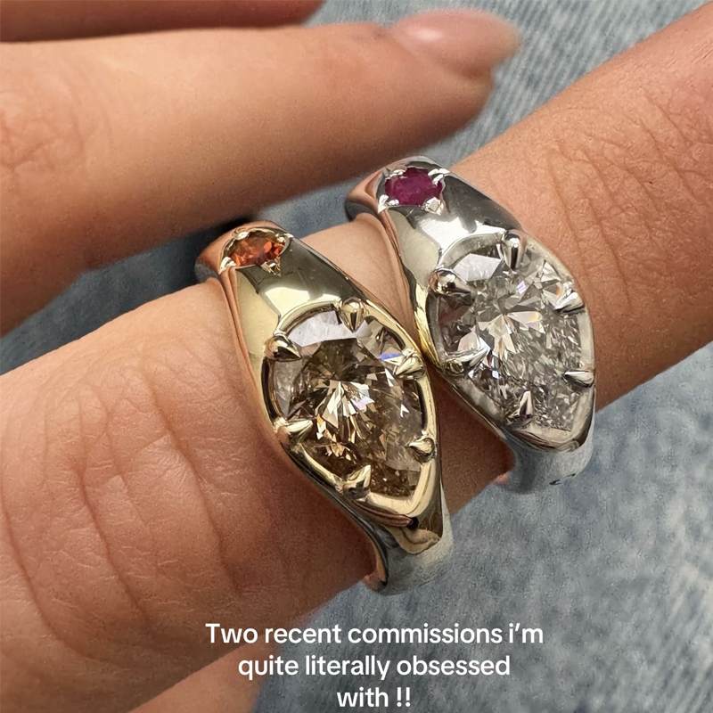 ANSTER Jewelry 18K Gold Ring 3ct VS1 CVD Fancy Lab Grown Diamond Ring with IGI