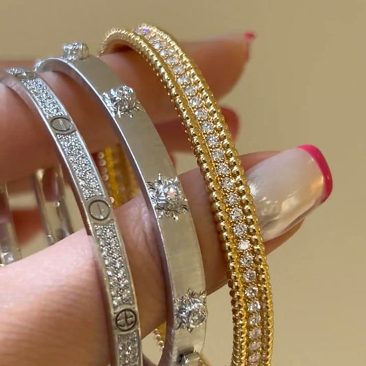 ANSTER 18K Gold Luxury Jewelry 1.7*1.7mm Lab Grown Diamonds Bangle with IGI