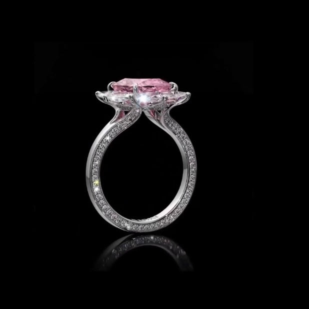 ANSTER Platinum Jewelry PT950 Ring 3 Carat CVD Fancy Lab Grown Diamond Ring with IGI
