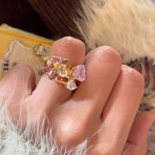 ANSTER Jewelry 18K Gold Ring VVS2 CVD Fancy Lab Grown Diamond Ring sets with IGI