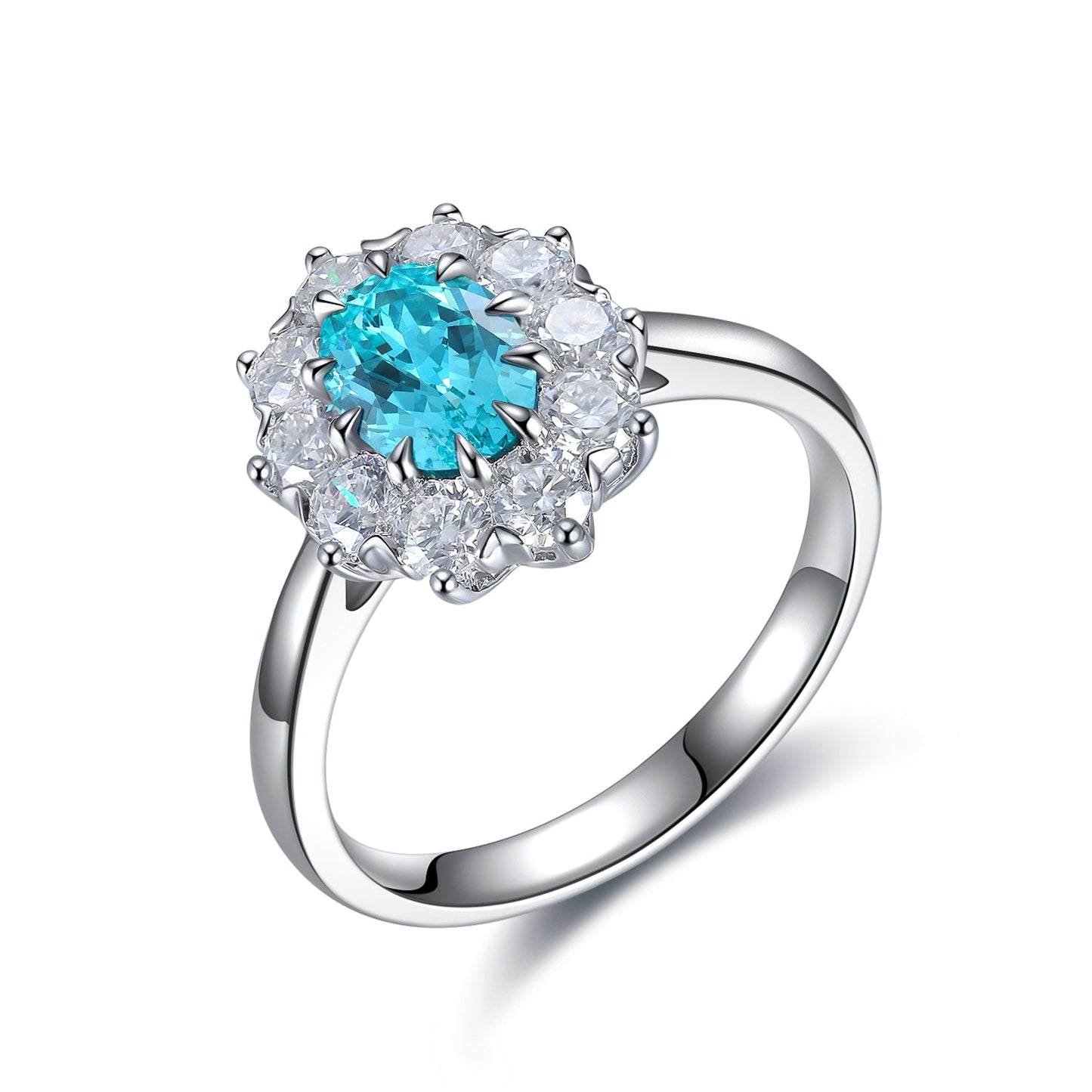 1 CTW Oval Lab Grown Sapphire S925 banhado a anel