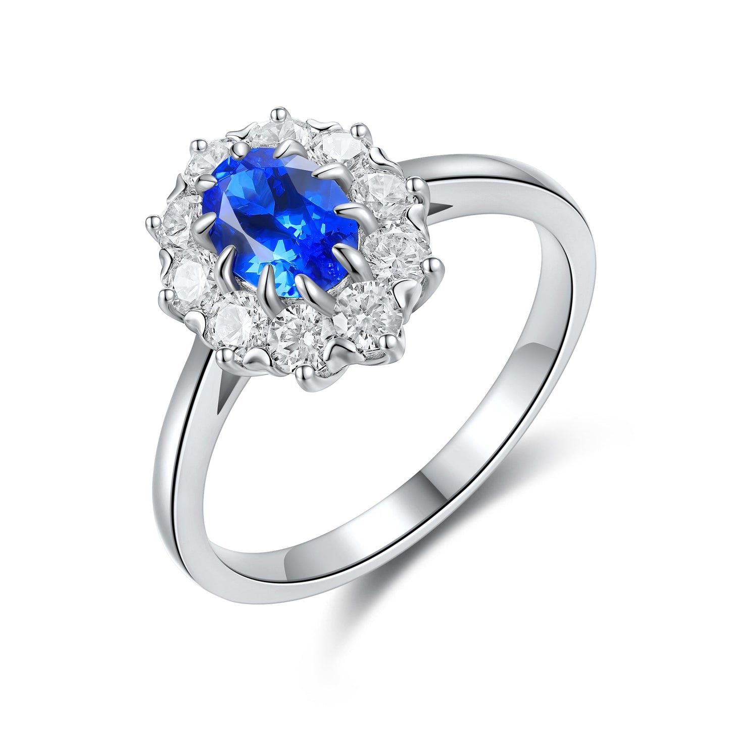 1 CTW Oval Lab Grown Sapphire S925 banhado a anel