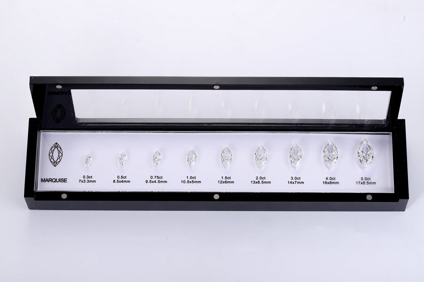ANSTER JEWELRY Diamond Shape Comparison Jewelry Tools Cubic Zirconia Diamond Carat Size Chart