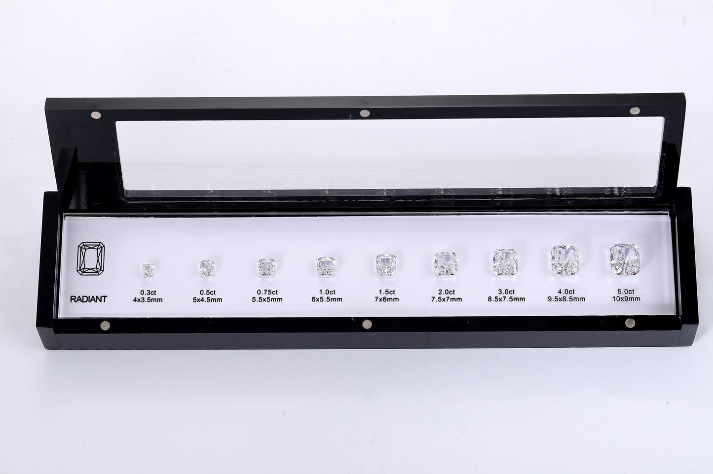ANSTER JEWELRY Diamond Shape Comparison Jewelry Tools Cubic Zirconia Diamond Carat Size Chart