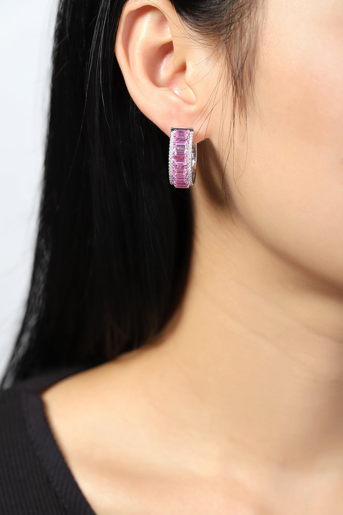 ANSTER Jewelry 5.5 CTW Victorian Rainbow Lab Grown Gemstone PT950 Platinum Earrings