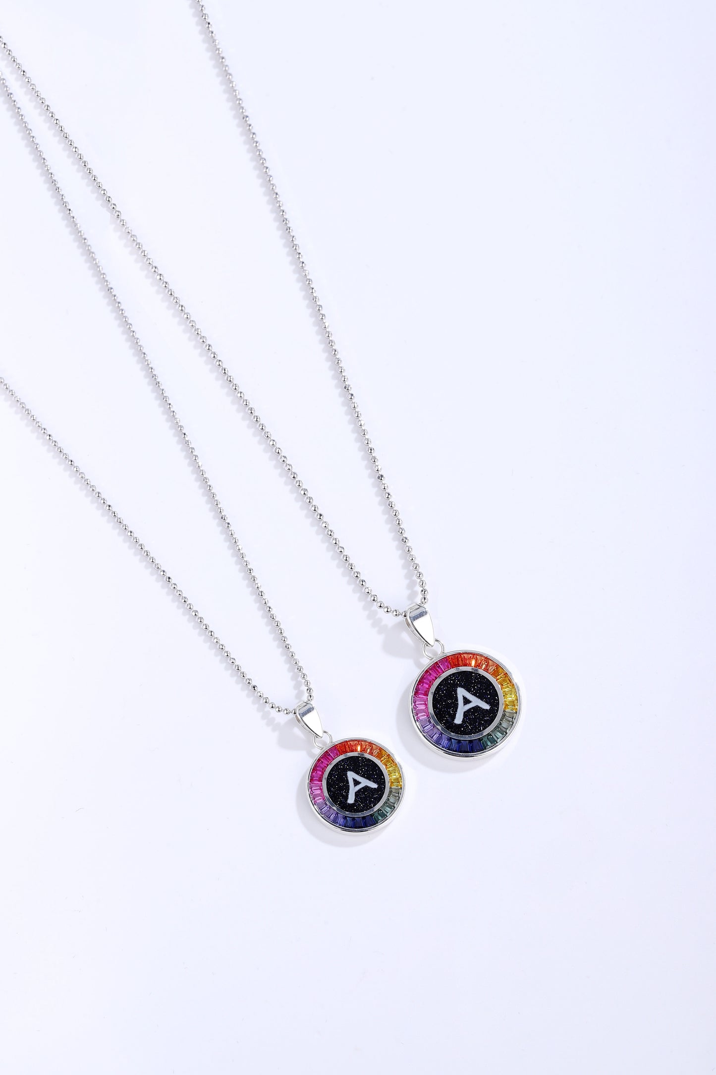 ANSTER Jewelry Princess Lab Grown Rainbow Letter Platinum PT950 Necklace