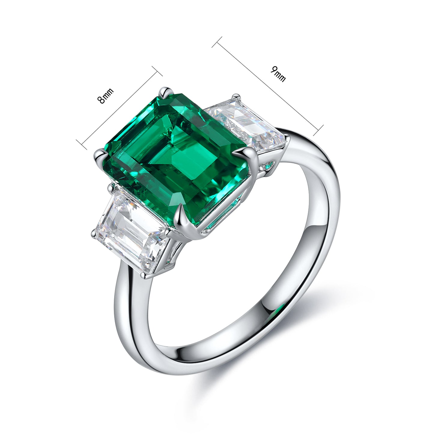 ANSTER JEWELRY 1.3 CTW Princess Lab Grown Emerald 18K Gold Ring
