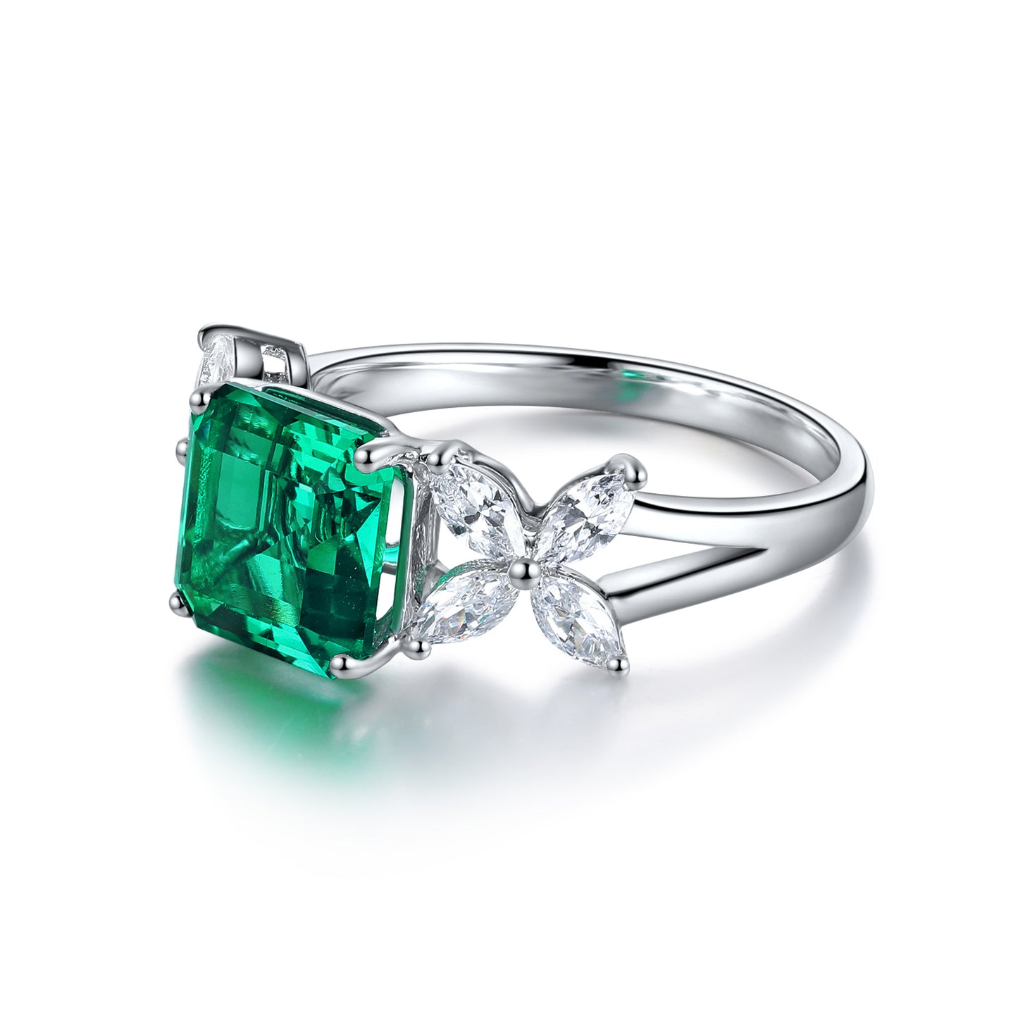 ANSTER JEWELRY 3.5ct Lab Grown Emerald 18K Gold Ring