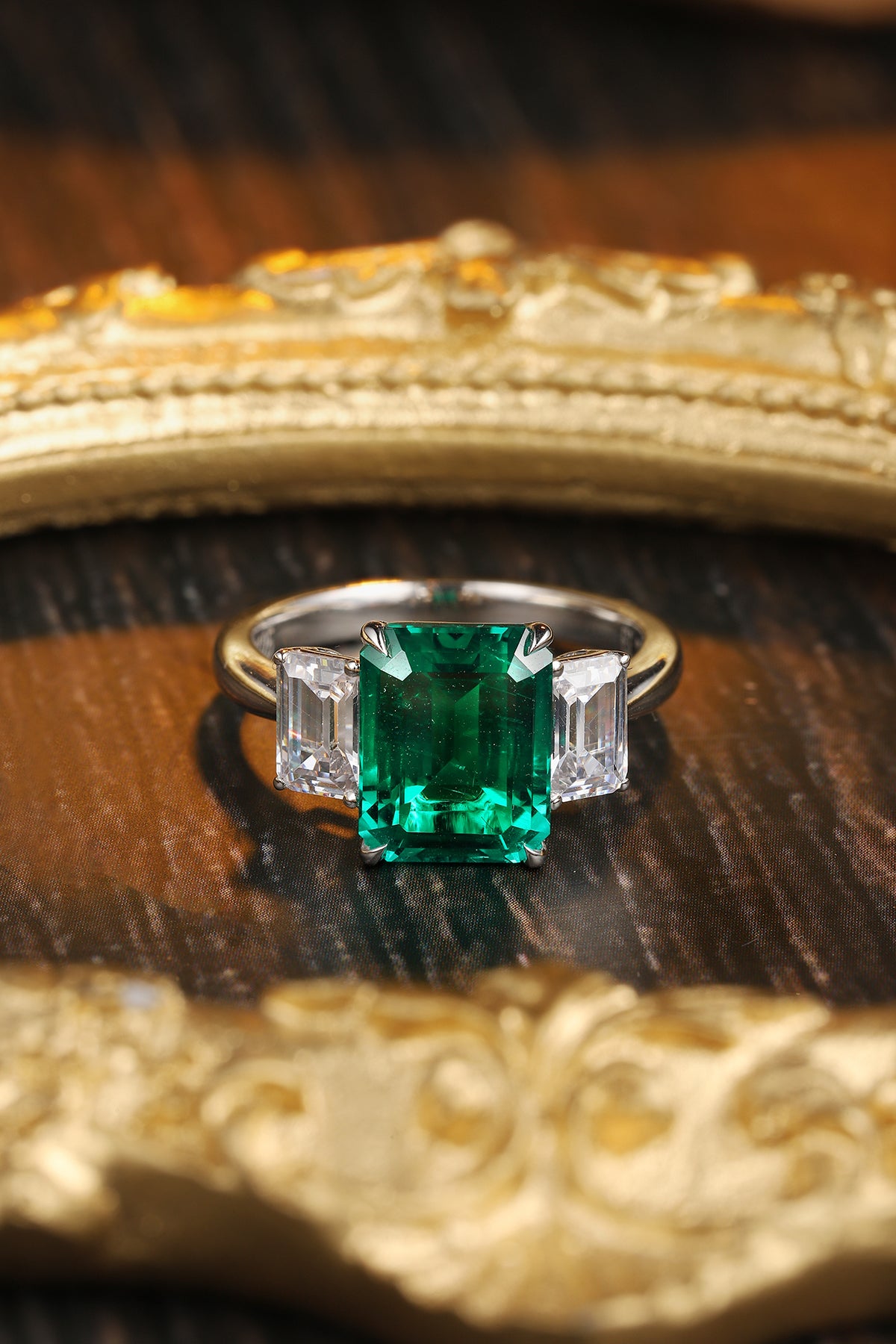 ANSTER JEWELRY 1.3 CTW Princess Lab Grown Emerald 18K Gold Ring