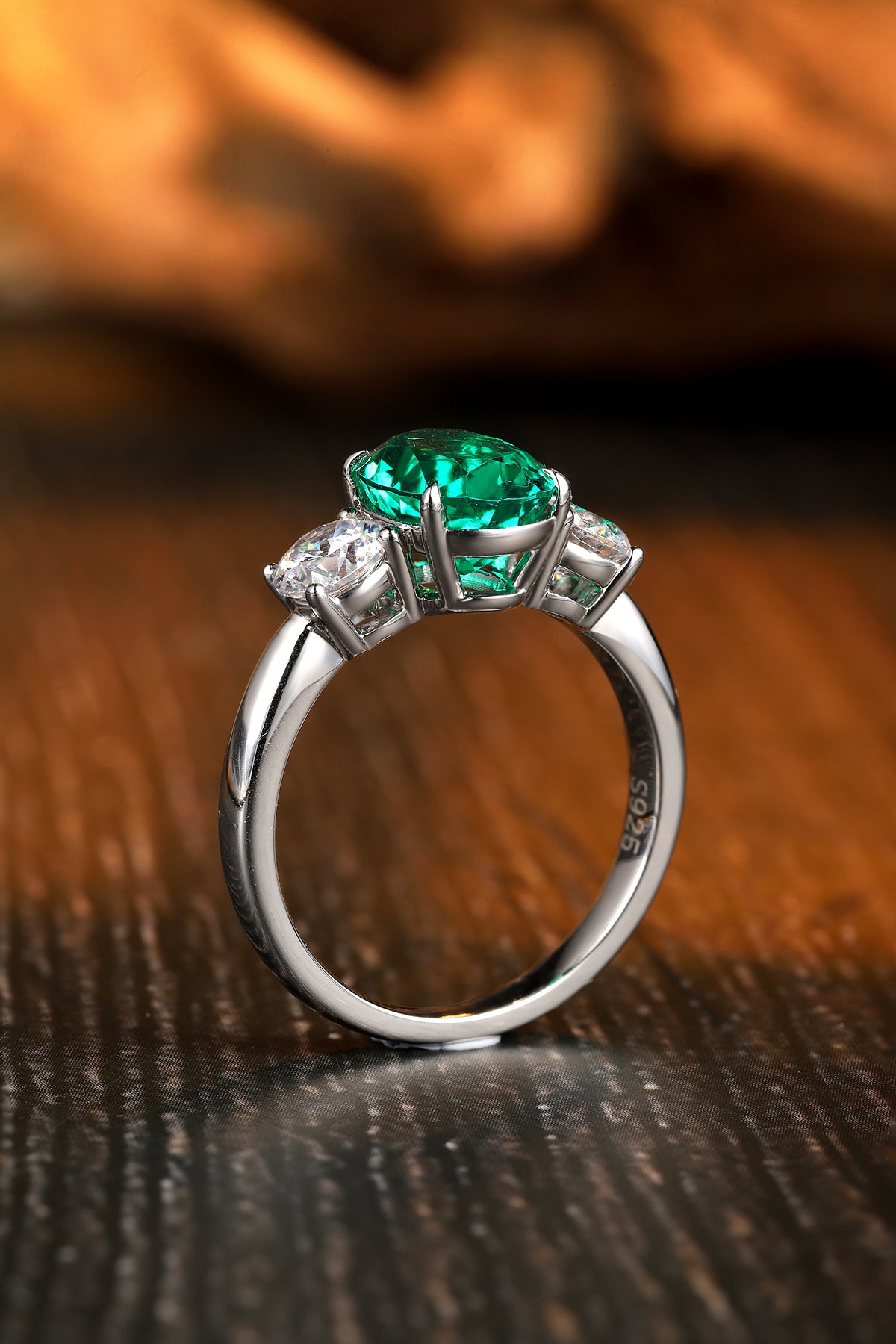 ANSTER JEWELRY 3.5 CTW Oval Lab Grown Emerald 18K Gold Ring