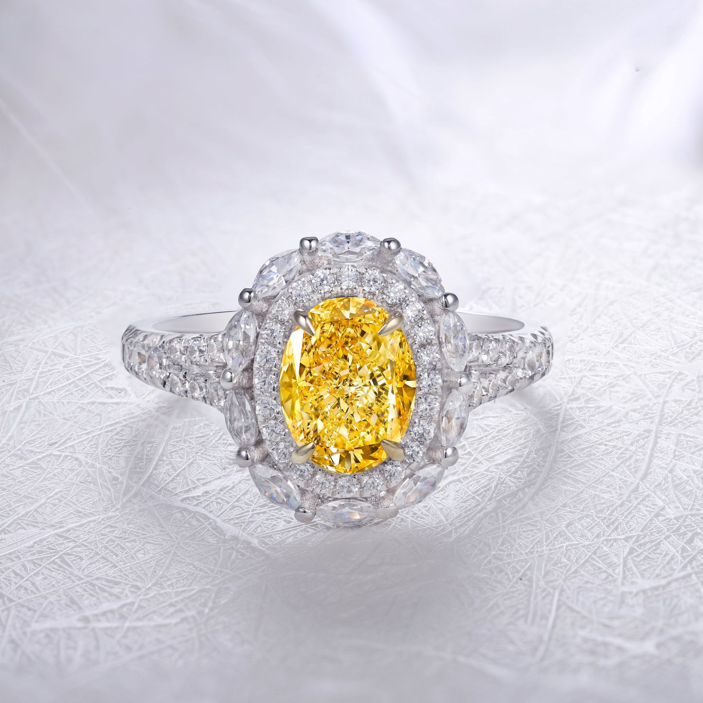 ANSTER Jewelry Anel de diamante ético feito à mão em ouro 18K com lapidação pera cultivado em laboratório