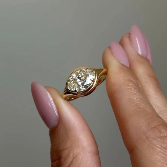 ANSTER 18K Gold Jewelry VS2 VVS1 Fancy Cut Shape Lab Grown Diamond Ring with IGI