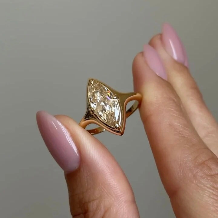 ANSTER 18K Gold Jewelry VS2 VVS1 Fancy Cut Shape Lab Grown Diamond Ring with IGI