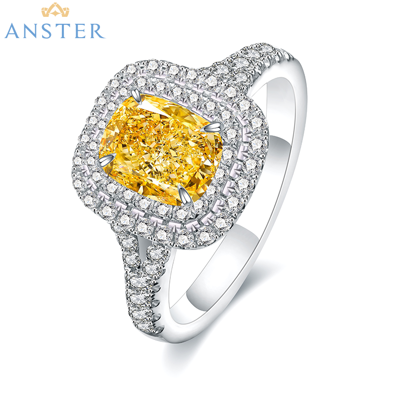 ANSTER Jewelry IGI Yellow lab Grown Diamond Ring Platinum PT950 Ring