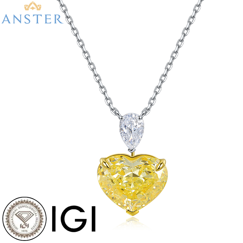 ANSTER Platinum Jewelry PT950 Necklace 5ct IGI Fancy VVS2 VS2 VS1 Lab Grown Diamond Pendant Necklace