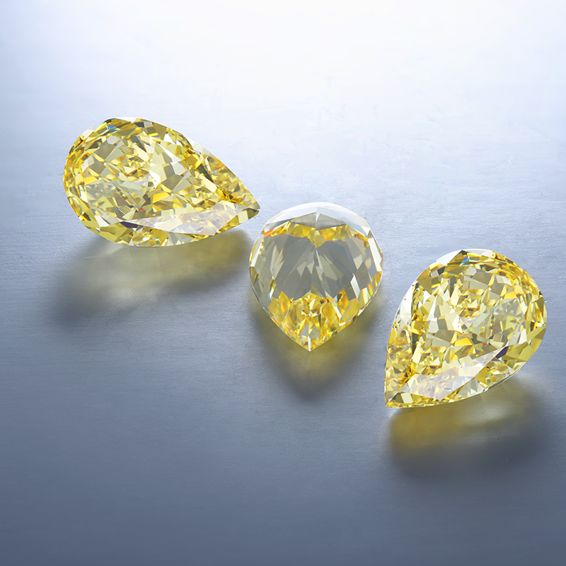 ANSTER 18K Gold Jewelry 3ct VVS2 CVD Pear Cut Fancy Yellow Lab Grown Diamond Ring with IGI