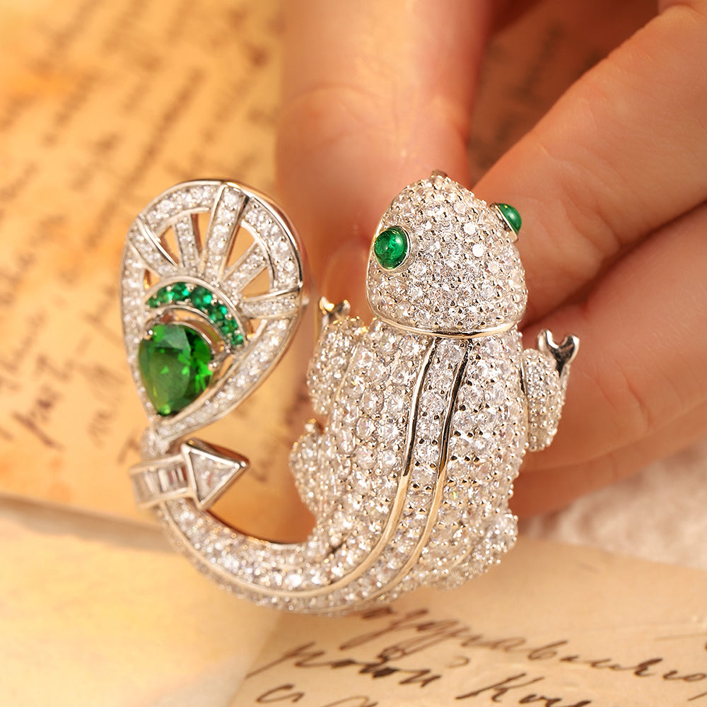 ANSTER JEWELRY Cute Fish Lab Grown Gemstone 18K Gold Brooch