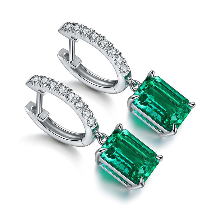 ANSTER JEWELRY 2.75 CTW Victorian Lab Grown Emerald 18K Gold Earrings