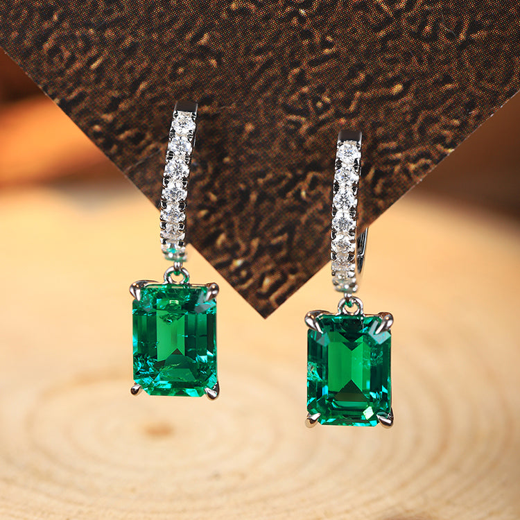 ANSTER JEWELRY 2.75 CTW Victorian Lab Grown Emerald 18K Gold Earrings